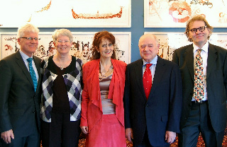  At the opening of the exhibition in the Brian Boru were (from left): His Excellency Mr Niels Pultz, Danish Ambassador to Ireland; Bodil Pultz; artist Susanne Thea, Michael Hedigan and Bent Malinovsky.  